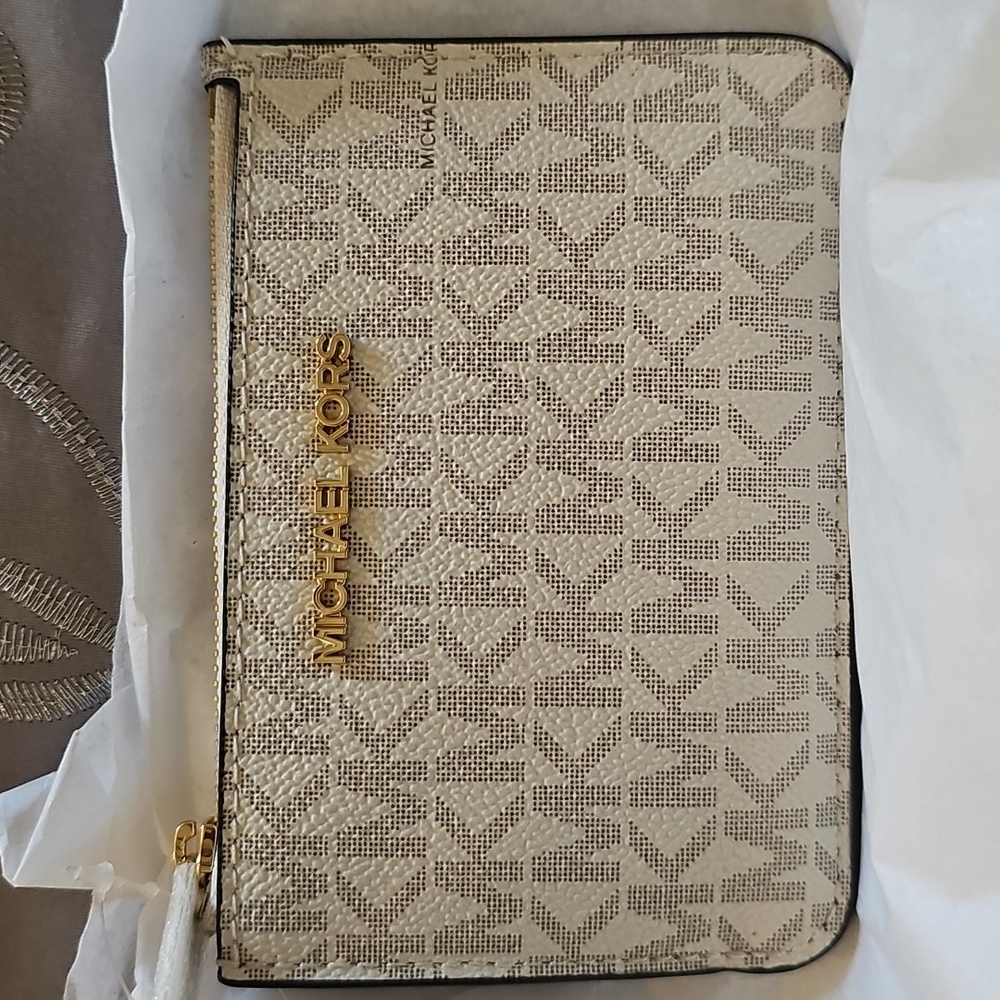 Michael Kors Beige Monogram Pouch